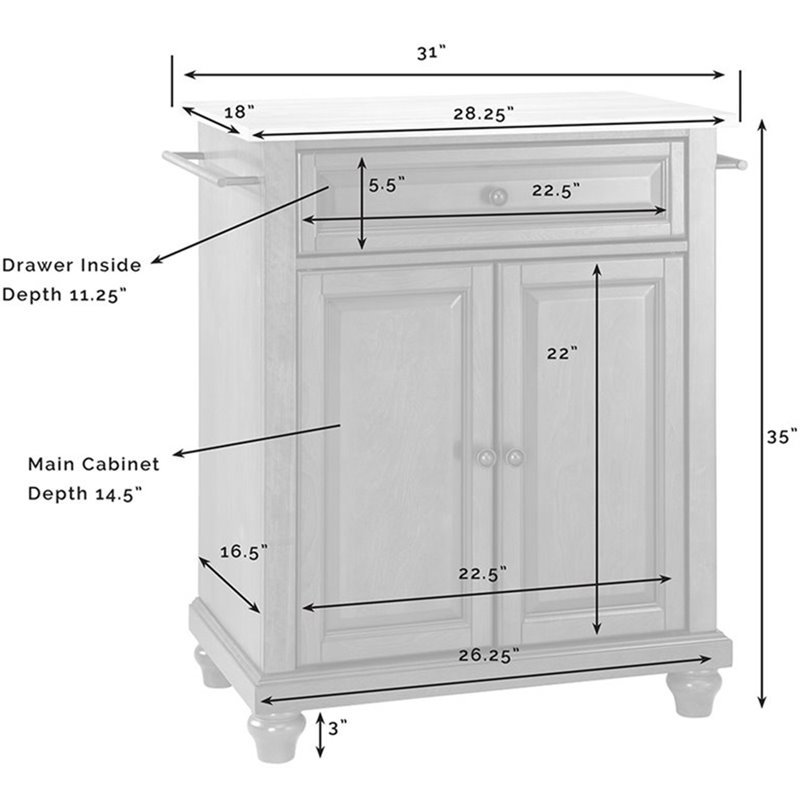 Pemberly Row Stainless Steel Top Black Kitchen Island