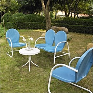 pemberly row 4 metal outdoor seating set in sky blue