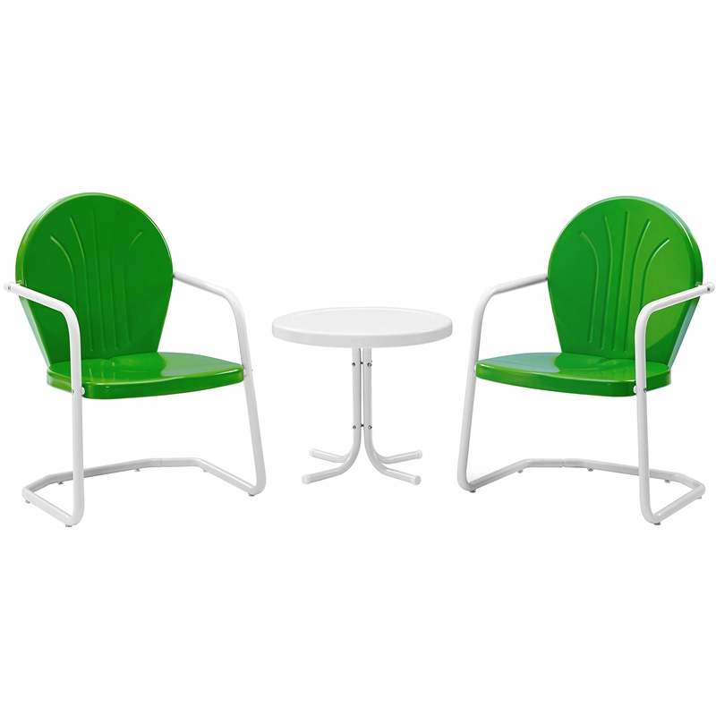 Pemberly Row 3 Metal Outdoor Seating Set in Grasshopper Green