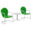 Pemberly Row 3 Metal Outdoor Seating Set in Grasshopper Green
