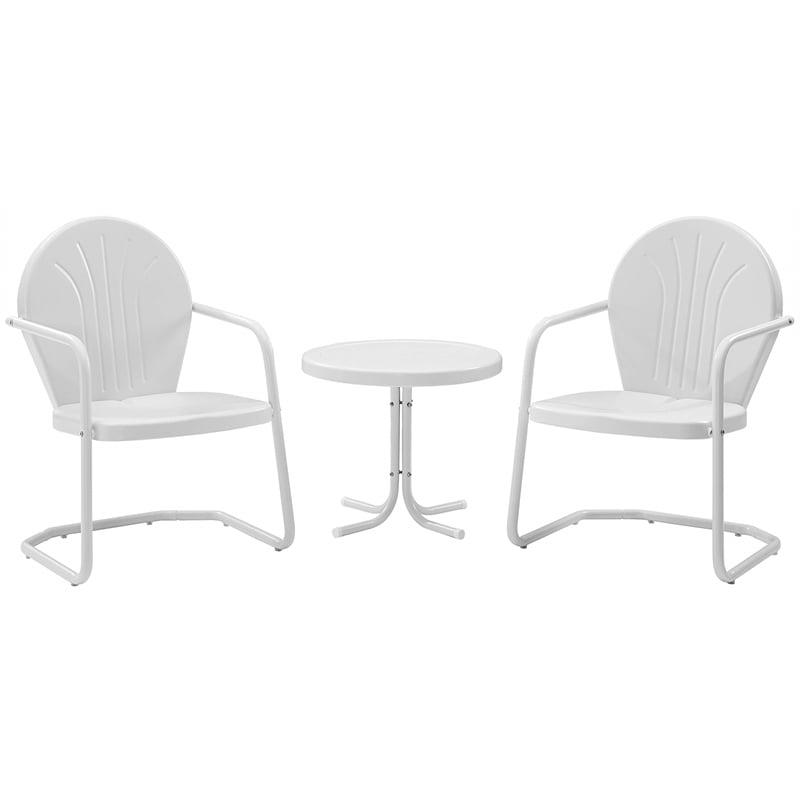 Pemberly Row 3 Metal Outdoor Seating Set in White