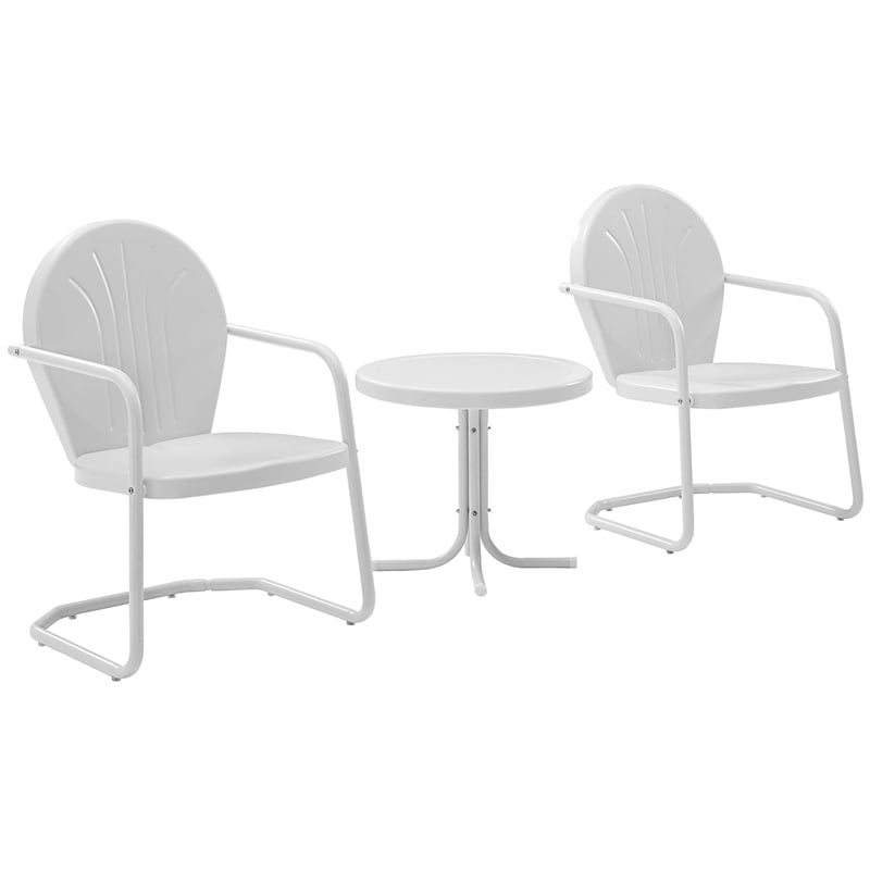 Pemberly Row 3 Metal Outdoor Seating Set in White