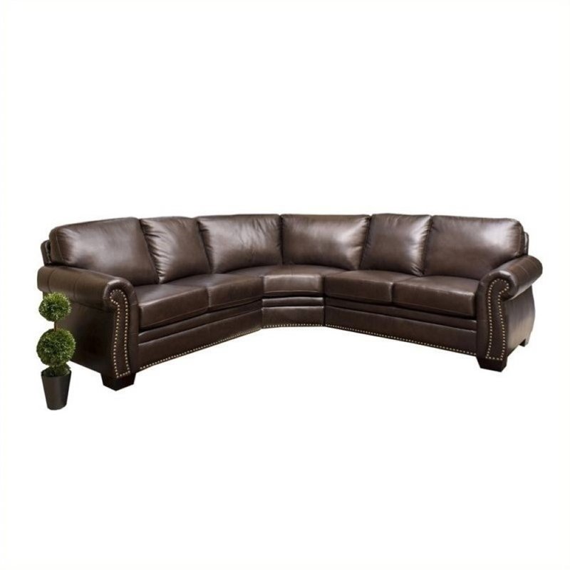 Pemberly Row 3 Piece Leather Sectional Sofa In Dark Truffle Pr 448842 Pemberly Row 3 Piece Leather Sectional Sofa In Dark Truffle