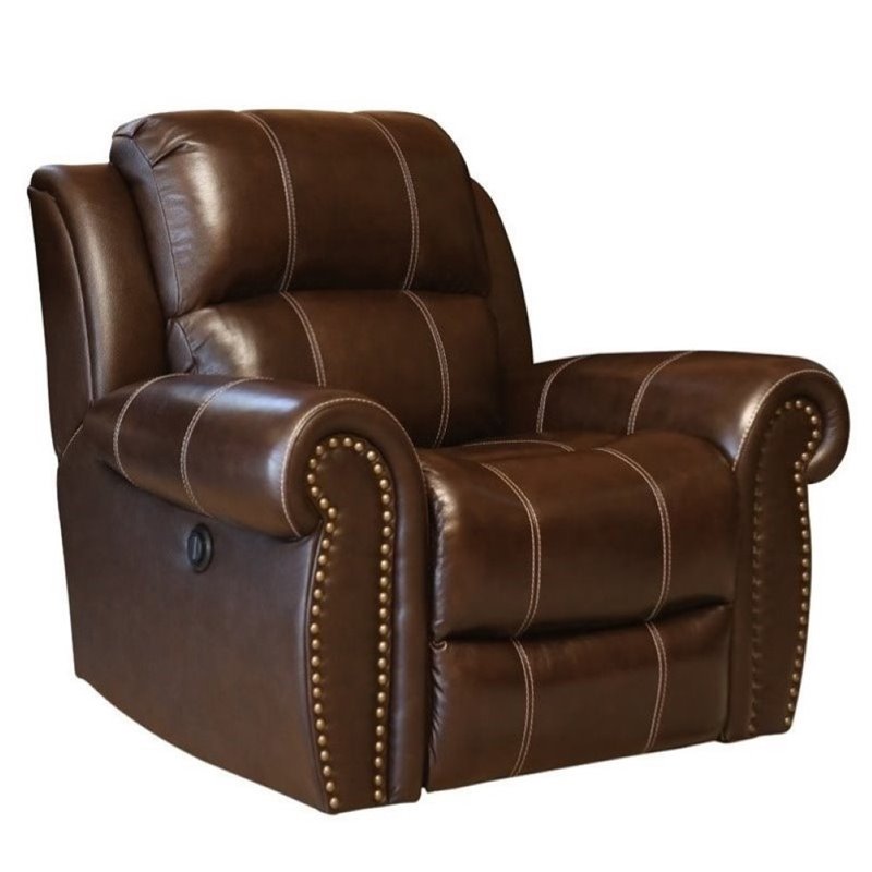 Pemberly Row Leather Power Recliner in Brown PR641952