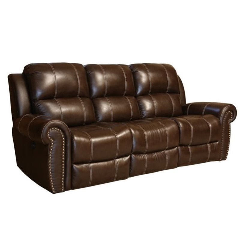 Pemberly Row Leather Power Reclining Sofa in Brown PR641954