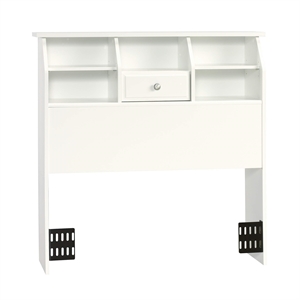 Pemberly Row 2 Shelves Wood Twin Bookcase Headboard in White