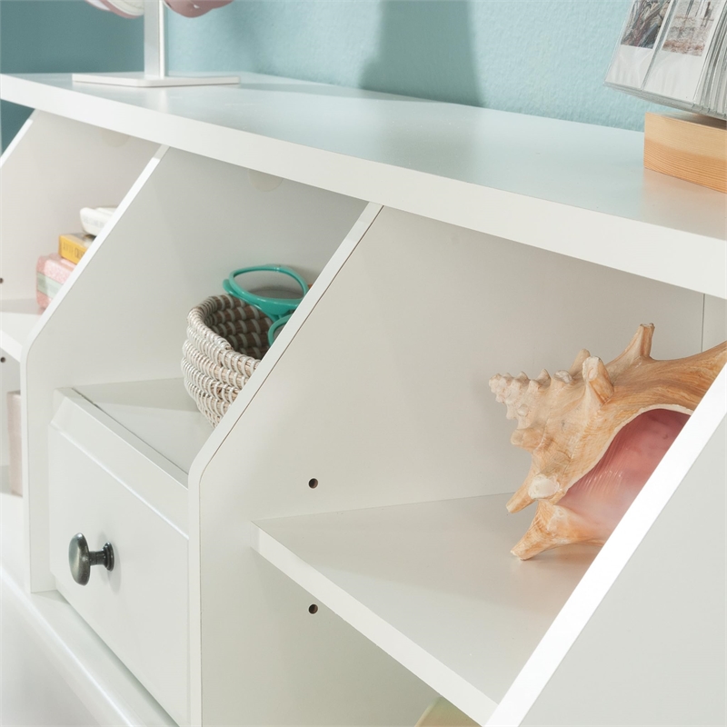 Pemberly Row 2 Shelves Wood Twin Bookcase Headboard in White