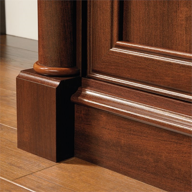 Pemberly Row Contemporary Wood Computer Desk with Hutch in Cherry