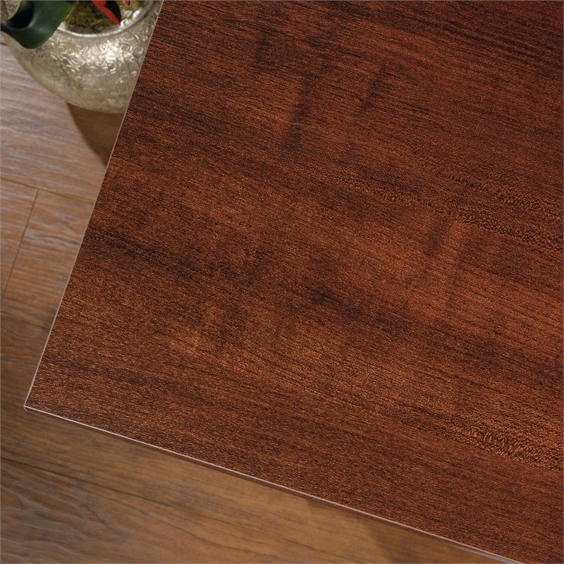 Pemberly Row Contemporary Wood Computer Desk with Hutch in Cherry