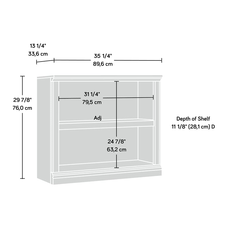 Pemberly Row 2 Shelf Bookcase in Estate Black
