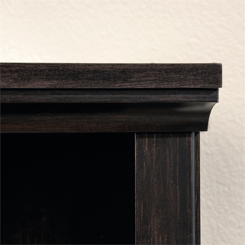 Pemberly Row 3 Shelves Transitional Wood Bookcase in Estate Black