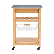 Pemberly Row Transitional Wood Kitchen Cart with Granite Top in Natural/Gray