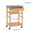 Pemberly Row Transitional Wood Kitchen Cart with Granite Top in Natural/Gray