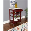 Pemberly Row Transitional Wood Kitchen Cart with Granite Top in Brown
