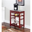 Pemberly Row Transitional Wood Kitchen Cart with Granite Top in Brown