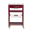 Pemberly Row Transitional Wood Kitchen Cart with Granite Top in Brown