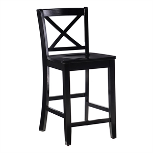 Pemberly Row 24&quot X-Back Transitional Wood Counter Stool in Black