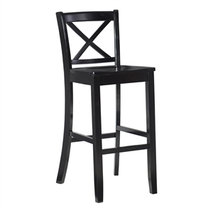Pemberly Row 30&quot X-Back Transitional Wood Bar Stool in Espresso