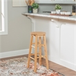 Pemberly Row Wood Bar Stool Chair in Natural With Round Seat & Footrest