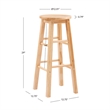 Pemberly Row Wood Bar Stool Chair in Natural With Round Seat & Footrest