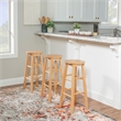 Pemberly Row Wood Bar Stool Chair in Natural With Round Seat & Footrest