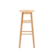Pemberly Row Wood Bar Stool Chair in Natural With Round Seat & Footrest
