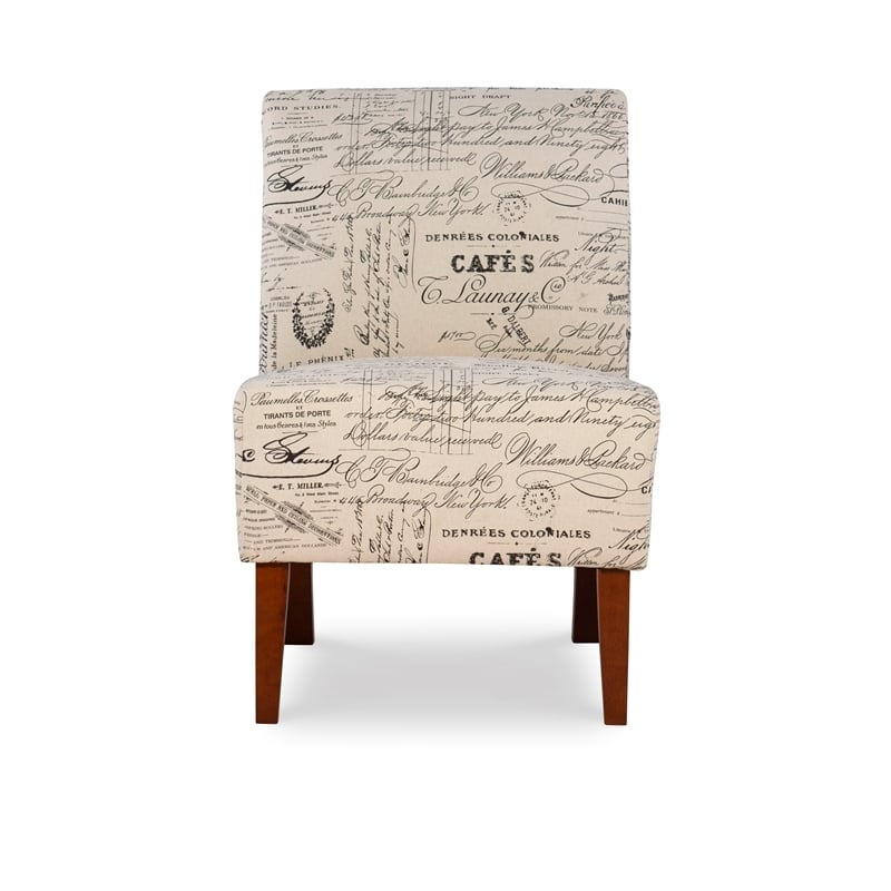 Pemberly Row 17.5'' Contemporary Fabric Script Slipper Chair in Beige