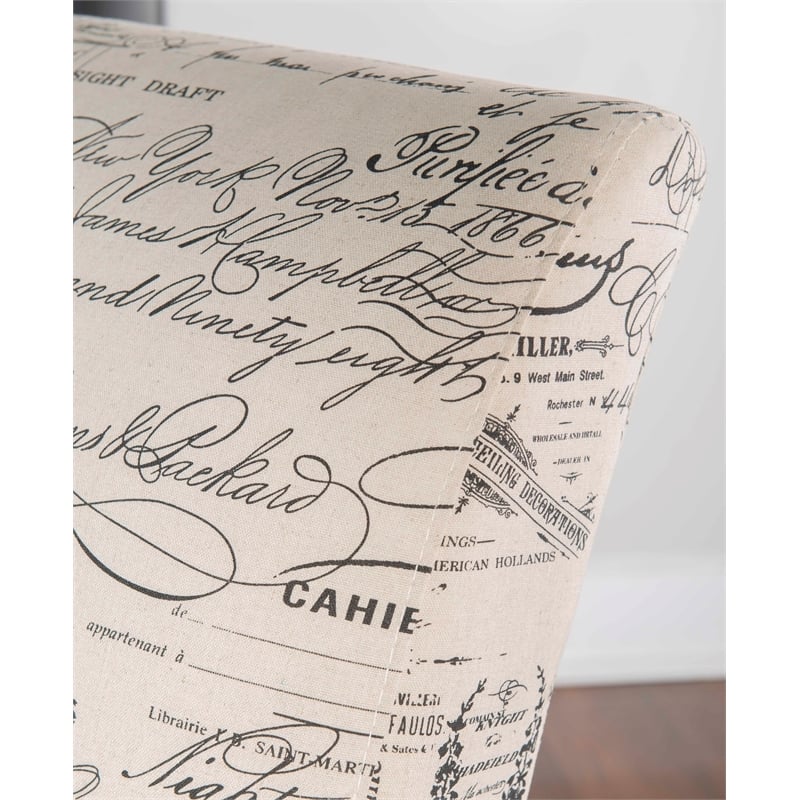 Pemberly Row 17.5'' Contemporary Fabric Script Slipper Chair in Beige