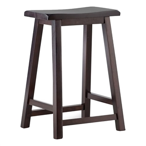 Pemberly Row 24&quot Transitional Rubberwood Counter Stool in Dark Brown