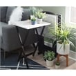 Pemberly Row 5-Piece Marble Folding Tray Table Set w/ Stand in White/Black