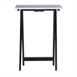 Pemberly Row 5-Piece Marble Folding Tray Table Set w/ Stand in White/Black