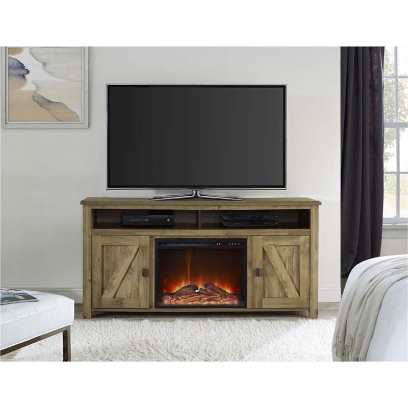 Pemberly Row 60'' Fireplace TV Stand in Light Pine