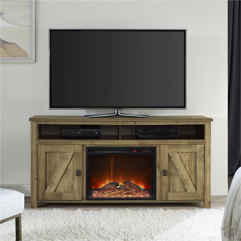 Pemberly Row 60'' Fireplace TV Stand in Light Pine