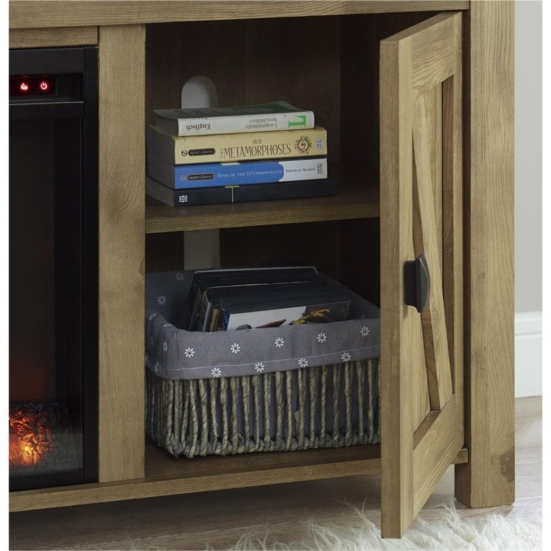 Pemberly Row 60'' Fireplace TV Stand in Light Pine