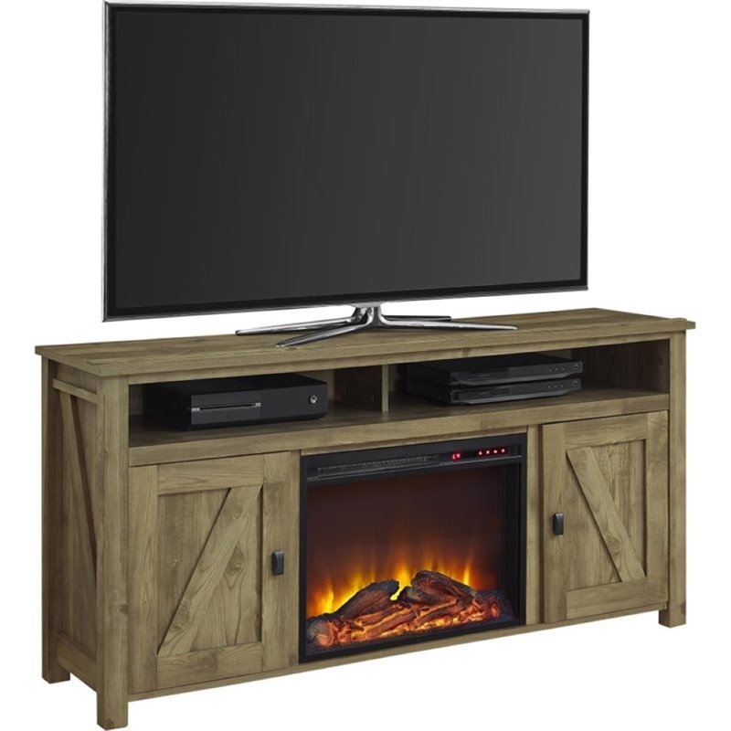 Pemberly Row 60'' Fireplace TV Stand in Light Pine