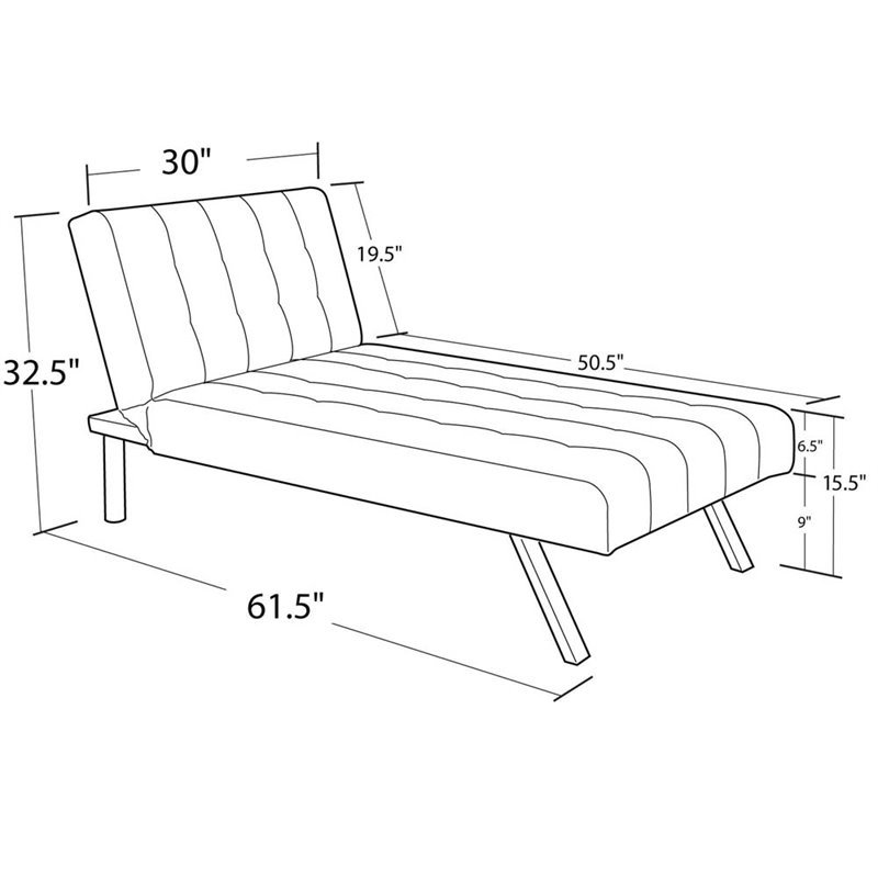 Pemberly Row Faux Leather Chaise Lounge In Vanilla Chaise