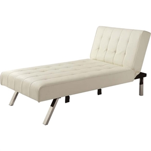 pemberly row faux leather chaise lounge in vanilla