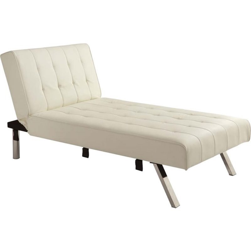 Pemberly Row Faux Leather Chaise Lounge In Vanilla Chaise