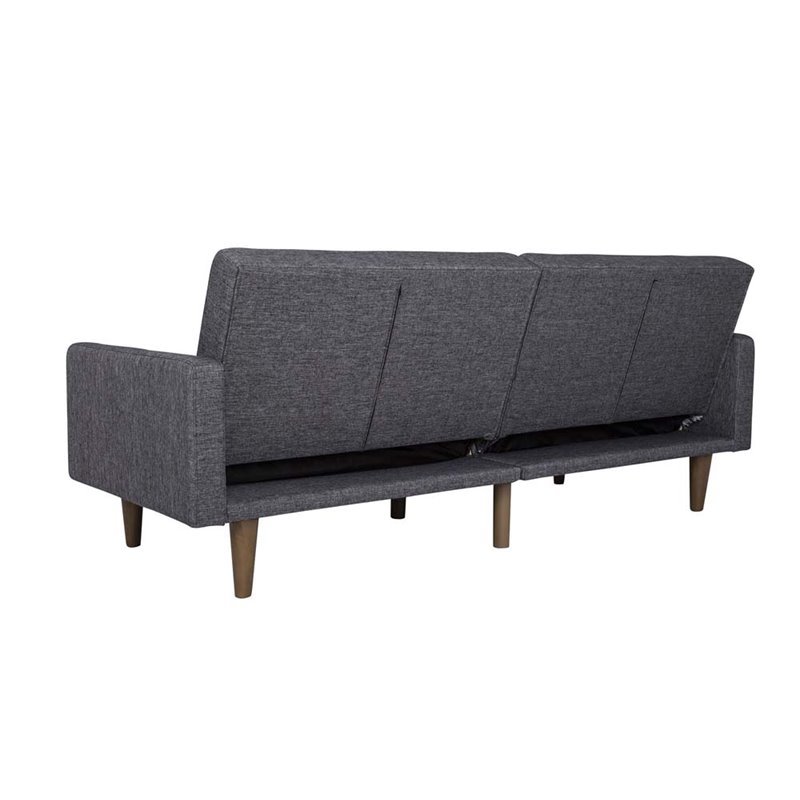 Pemberly Row Linen Convertible Sofa in Charcoal Gray