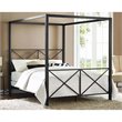 Pemberly Row Modern Queen Metal Canopy Bed in Black