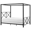 Pemberly Row Modern Queen Metal Canopy Bed in Black