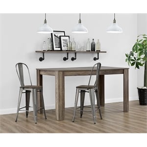 Pemberly Row 24&quot Metal Counter Stool in Antique Gun Metal (Set of 2)