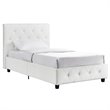 Pemberly Row Faux Leather Upholstered Twin Bed in White