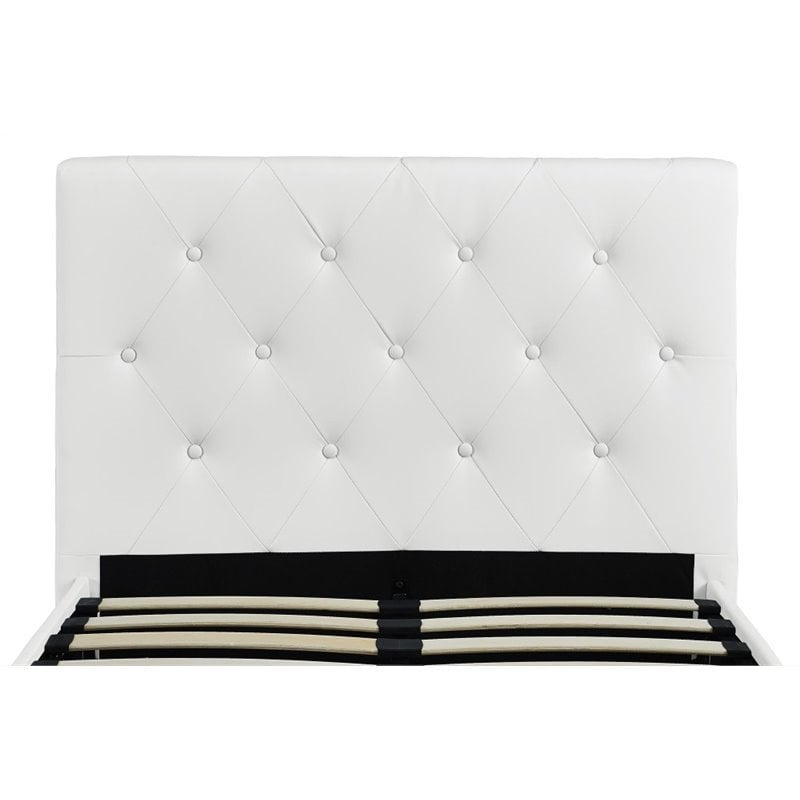 Pemberly Row Faux Leather Upholstered Twin Bed in White