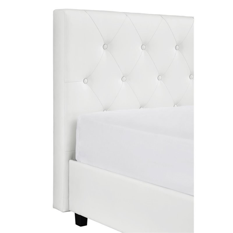 Pemberly Row Faux Leather Upholstered Twin Bed in White