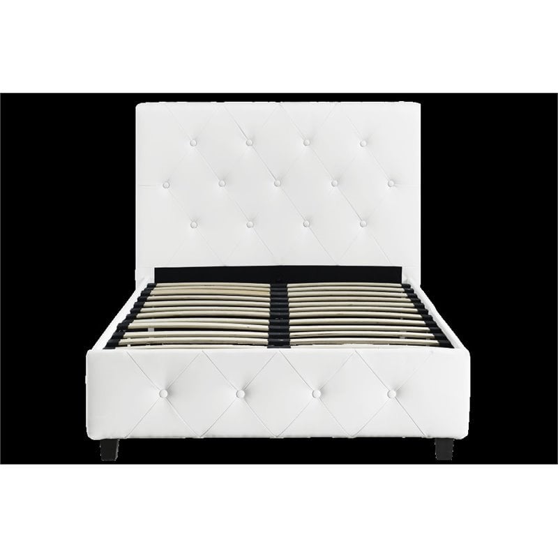 Pemberly Row Faux Leather Upholstered Twin Bed in White
