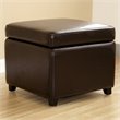 Pemberly Row Contemporary Square Leather Storage Ottoman in Dark Brown