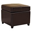 Pemberly Row Square Leather Storage Ottoman in Dark Brown