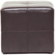 Pemberly Row Leather Cube Ottoman in Dark Brown