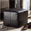 Pemberly Row Leather Cube Ottoman in Dark Brown